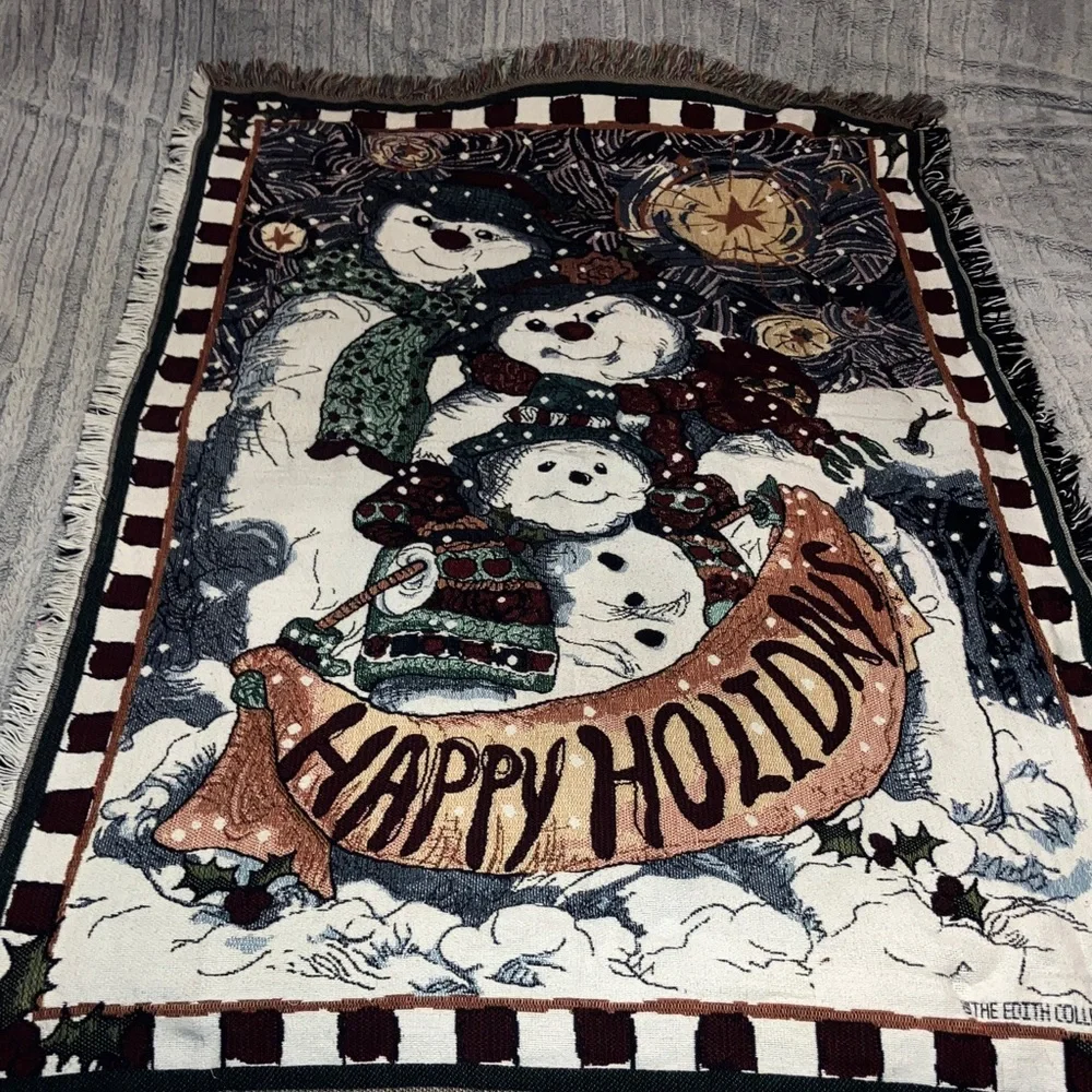 Festive Snowman Tapestry Blanket‎ 42”x64”